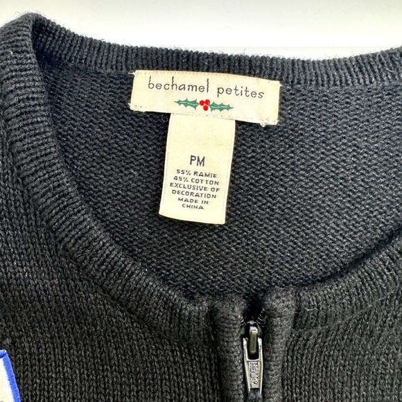 Vintage Bechamel Petites Sequenced Christmas Zippered Sweater Black Size PM - Picture 2 of 11